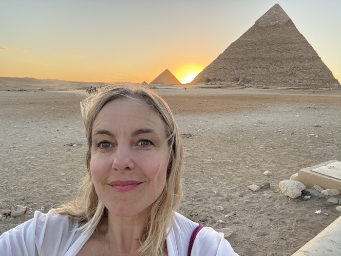 Maura at the pyramids of Giza
